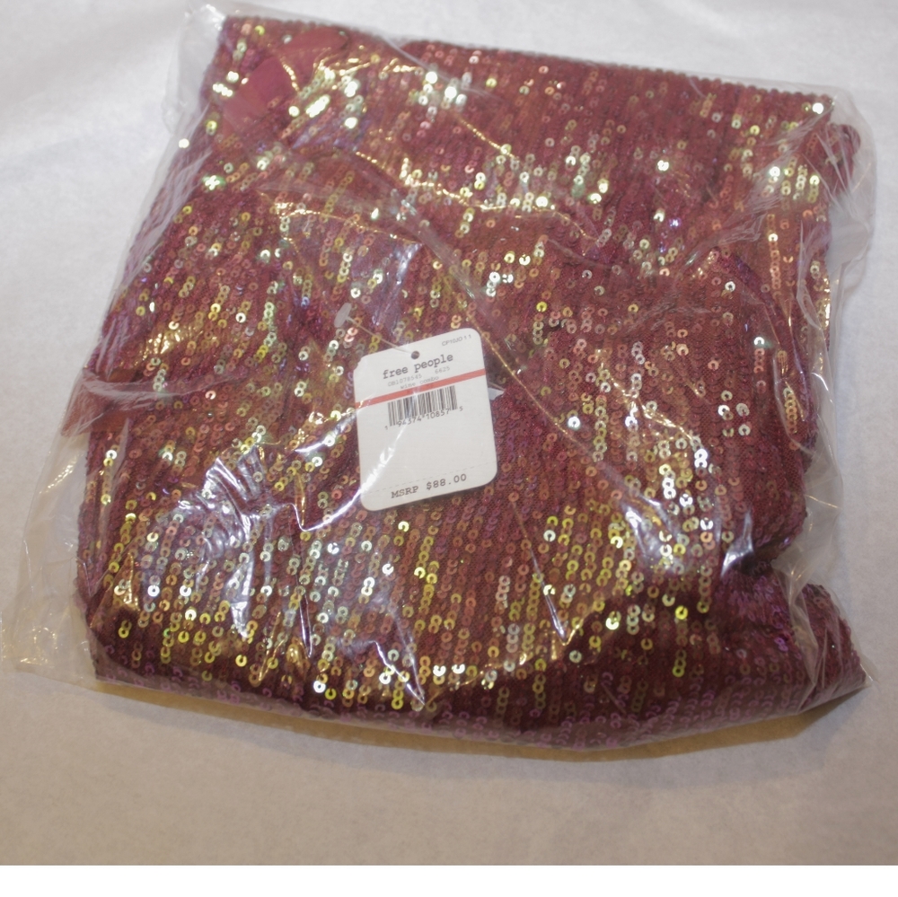 Free People Sequined Gold Rush Mini Dress in Wine Combo - Picture 3 of 5